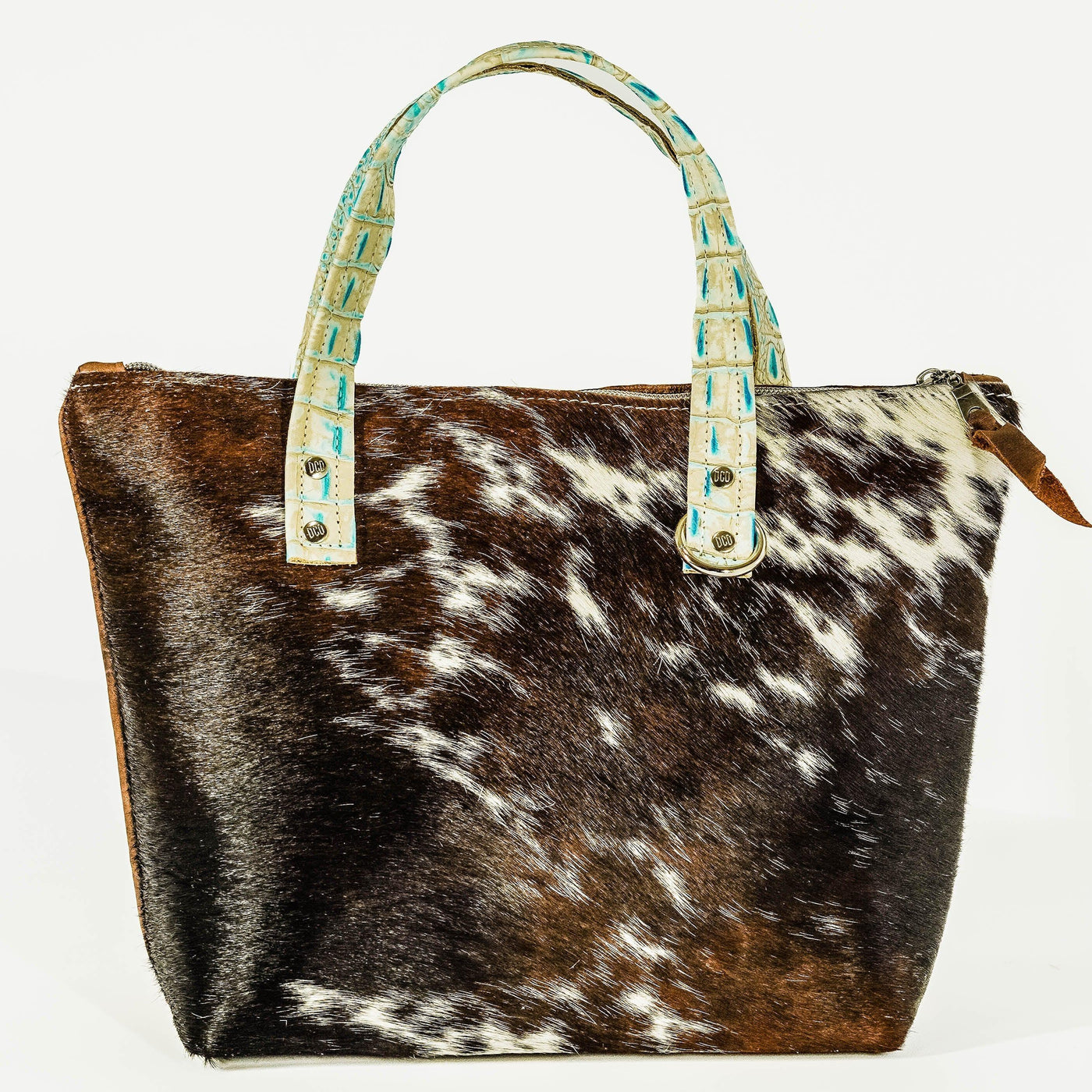 Feed Bag - Dark Longhorn w/ Caribbean Croc-Feed Bag-Western-Cowhide-Bags-Handmade-Products-Gifts-Dancing Cactus Designs