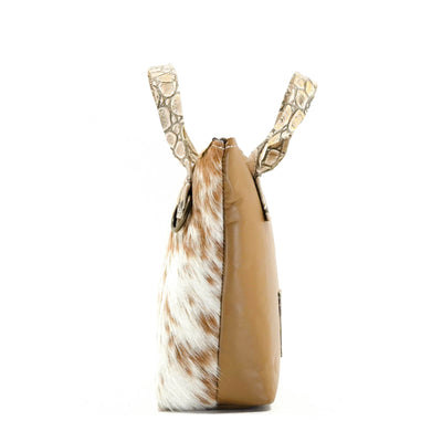 Feed Bag - Longhorn w/ Ivory Jumbo Croc-Feed Bag-Western-Cowhide-Bags-Handmade-Products-Gifts-Dancing Cactus Designs