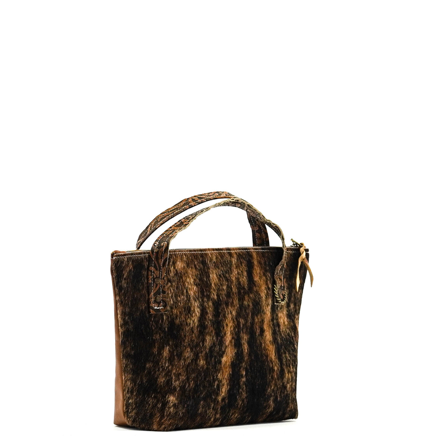 Feed Bag - Two-Tone Brindle w/ No Embossed-Feed Bag-Western-Cowhide-Bags-Handmade-Products-Gifts-Dancing Cactus Designs