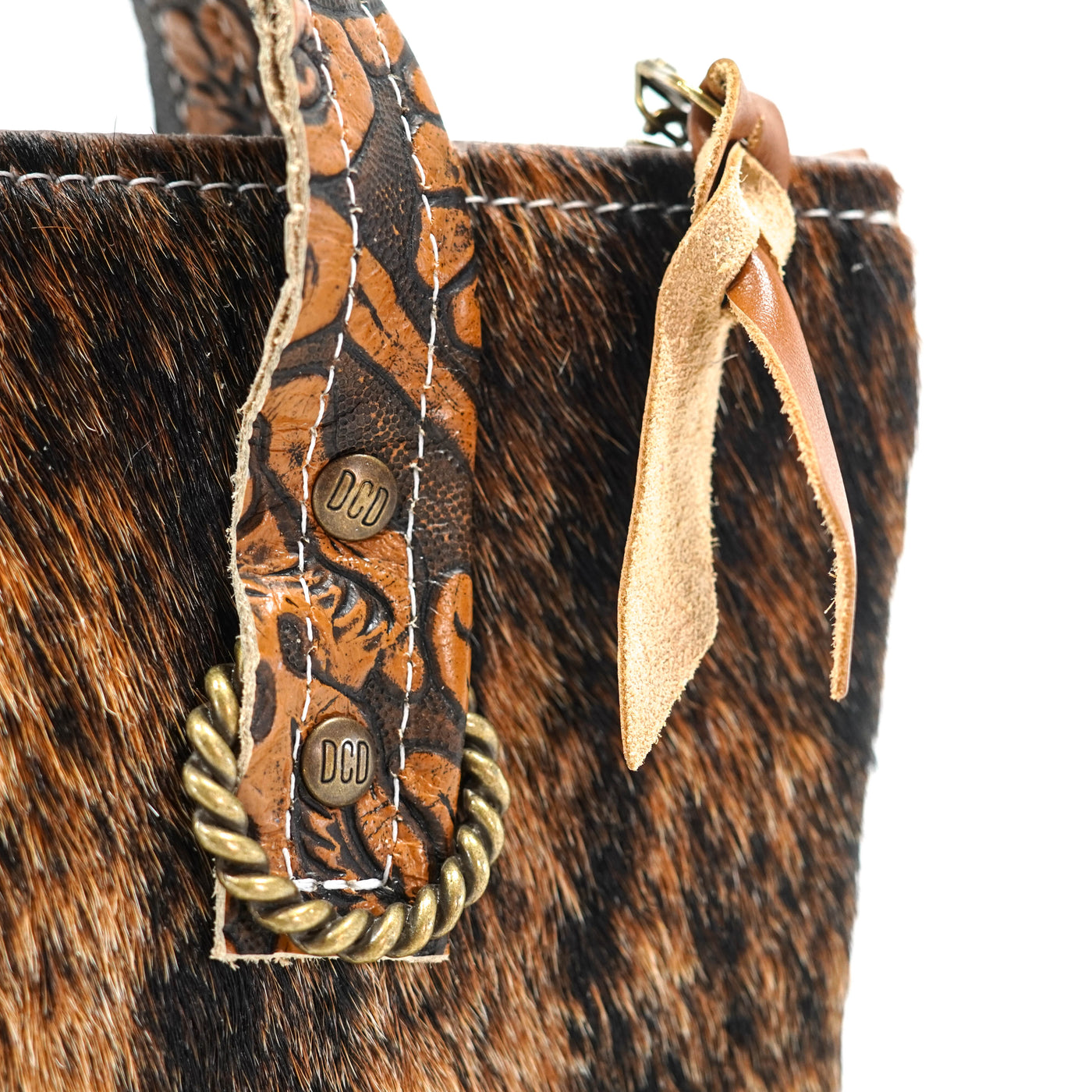 Feed Bag - Two-Tone Brindle w/ No Embossed-Feed Bag-Western-Cowhide-Bags-Handmade-Products-Gifts-Dancing Cactus Designs