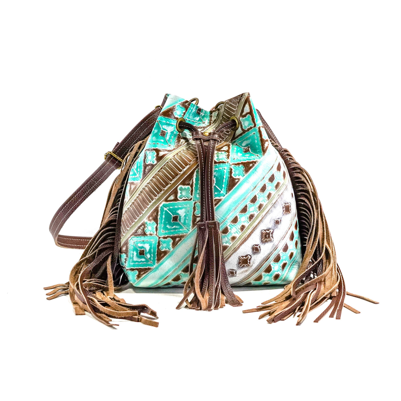 Gabby - All Embossed w/ Bora Bora Navajo-Gabby-Western-Cowhide-Bags-Handmade-Products-Gifts-Dancing Cactus Designs