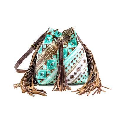 Gabby - All Embossed w/ Bora Bora Navajo-Gabby-Western-Cowhide-Bags-Handmade-Products-Gifts-Dancing Cactus Designs