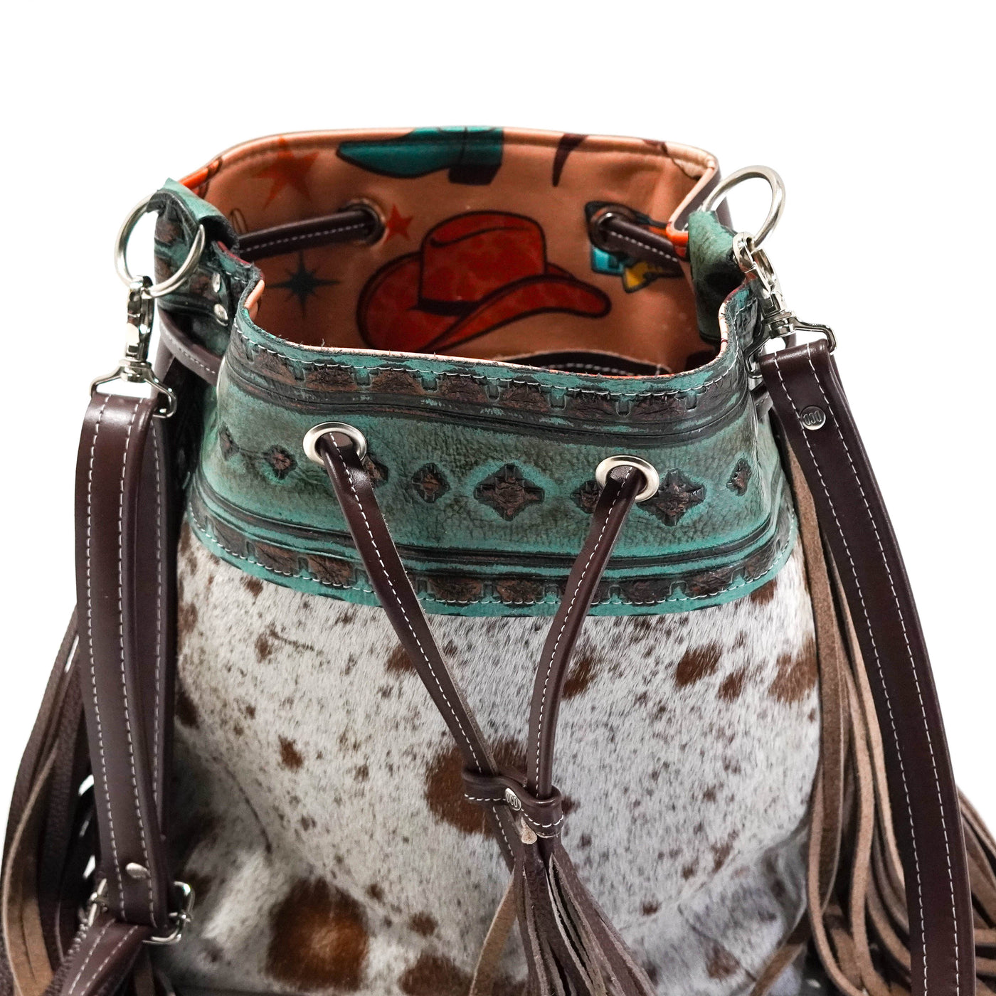 Gabby - Longhorn w/ Lagoon Navajo-Gabby-Western-Cowhide-Bags-Handmade-Products-Gifts-Dancing Cactus Designs