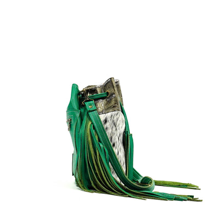 Gabby - Peppered Salt w/ Antique Jumbo Croc-Gabby-Western-Cowhide-Bags-Handmade-Products-Gifts-Dancing Cactus Designs