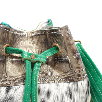 Gabby - Peppered Salt w/ Antique Jumbo Croc-Gabby-Western-Cowhide-Bags-Handmade-Products-Gifts-Dancing Cactus Designs
