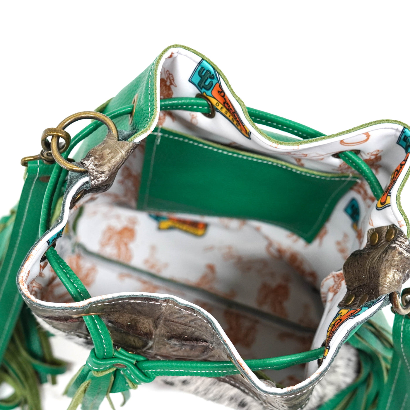 Gabby - Peppered Salt w/ Antique Jumbo Croc-Gabby-Western-Cowhide-Bags-Handmade-Products-Gifts-Dancing Cactus Designs