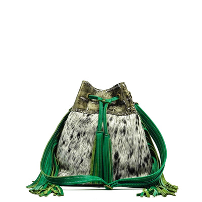Gabby - Peppered Salt w/ Antique Jumbo Croc-Gabby-Western-Cowhide-Bags-Handmade-Products-Gifts-Dancing Cactus Designs