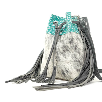 Gabby - Salt & Pepper w/ Turquoise Sand Croc-Gabby-Western-Cowhide-Bags-Handmade-Products-Gifts-Dancing Cactus Designs
