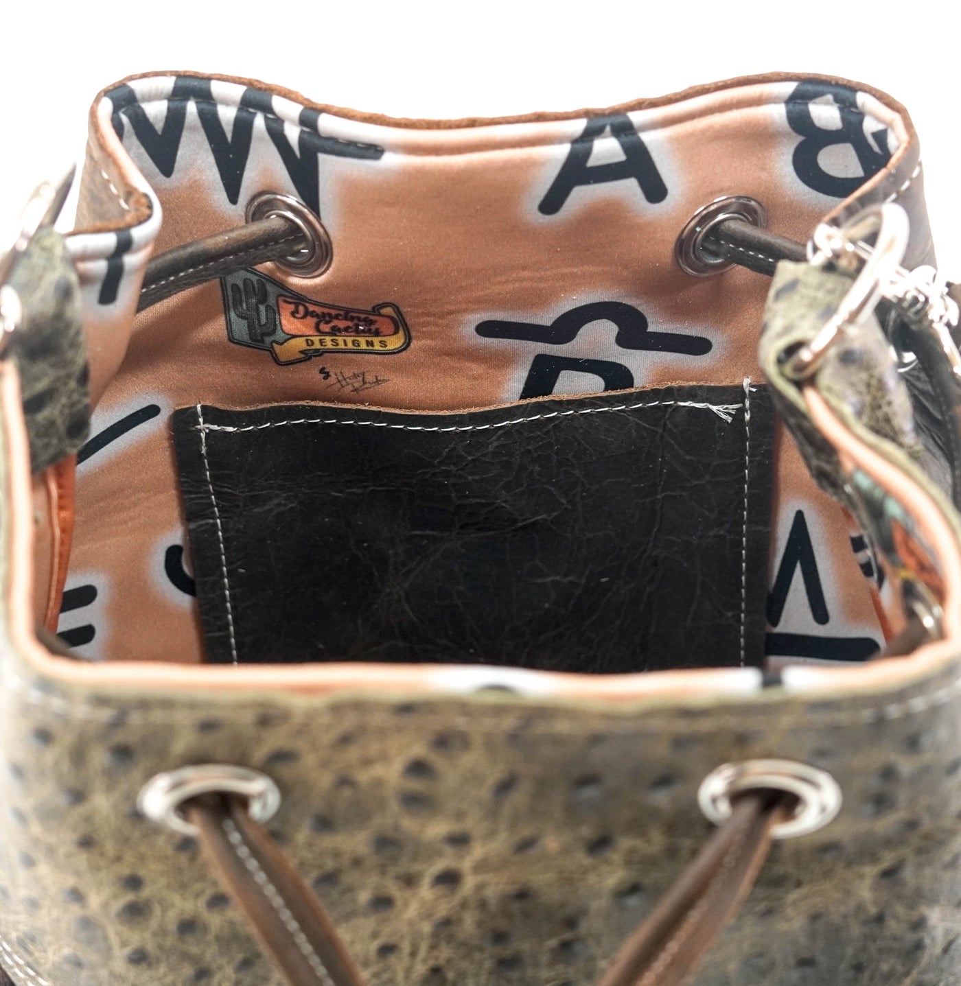 Gabby - Tricolor w/ Basil Ostrich-Gabby-Western-Cowhide-Bags-Handmade-Products-Gifts-Dancing Cactus Designs