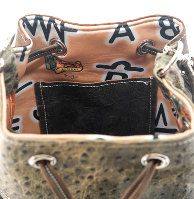 Gabby - Tricolor w/ Basil Ostrich-Gabby-Western-Cowhide-Bags-Handmade-Products-Gifts-Dancing Cactus Designs