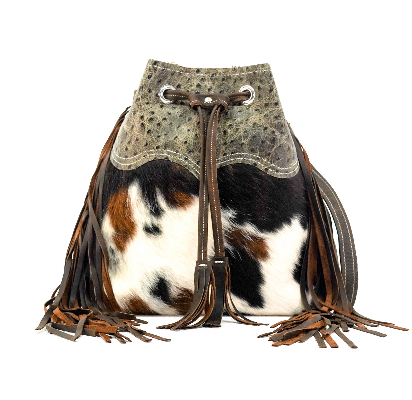Gabby - Tricolor w/ Basil Ostrich-Gabby-Western-Cowhide-Bags-Handmade-Products-Gifts-Dancing Cactus Designs
