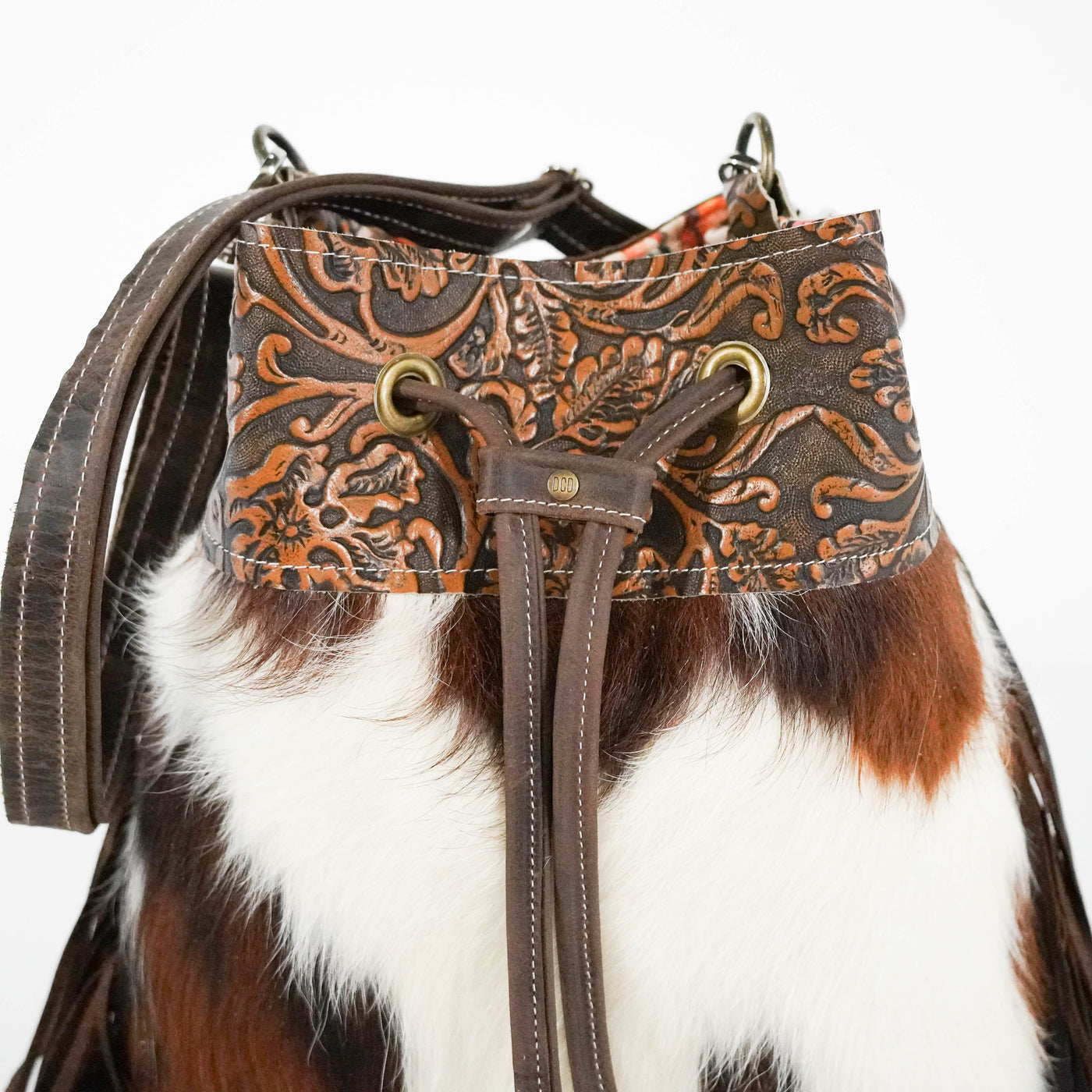 Gabby - Tricolor w/ Honey Tool-Gabby-Western-Cowhide-Bags-Handmade-Products-Gifts-Dancing Cactus Designs