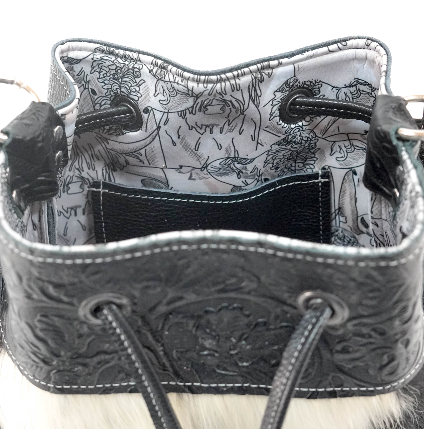 Gabby - Tricolor w/ Onyx Tool-Gabby-Western-Cowhide-Bags-Handmade-Products-Gifts-Dancing Cactus Designs