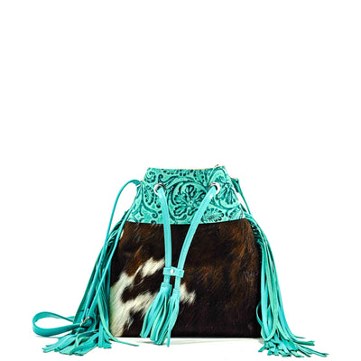 Gabby - Tricolor w/ Sea Glass Tool-Gabby-Western-Cowhide-Bags-Handmade-Products-Gifts-Dancing Cactus Designs