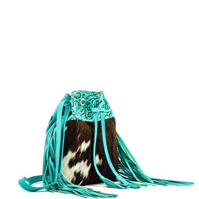 Gabby - Tricolor w/ Sea Glass Tool-Gabby-Western-Cowhide-Bags-Handmade-Products-Gifts-Dancing Cactus Designs