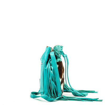 Gabby - Tricolor w/ Sea Glass Tool-Gabby-Western-Cowhide-Bags-Handmade-Products-Gifts-Dancing Cactus Designs