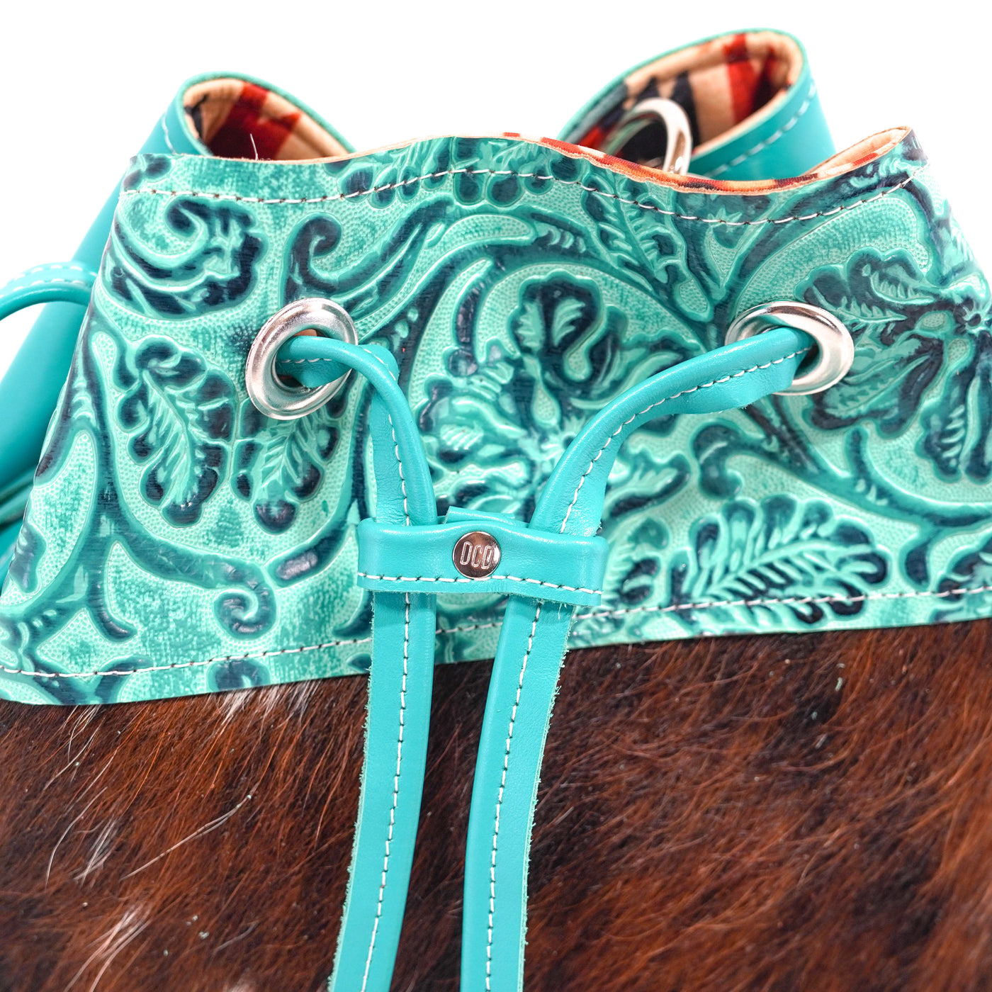 Gabby - Tricolor w/ Sea Glass Tool-Gabby-Western-Cowhide-Bags-Handmade-Products-Gifts-Dancing Cactus Designs