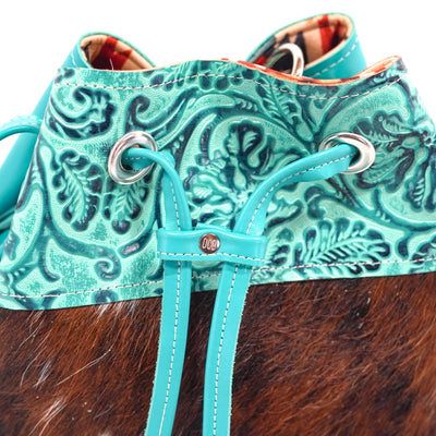 Gabby - Tricolor w/ Sea Glass Tool-Gabby-Western-Cowhide-Bags-Handmade-Products-Gifts-Dancing Cactus Designs