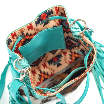 Gabby - Tricolor w/ Sea Glass Tool-Gabby-Western-Cowhide-Bags-Handmade-Products-Gifts-Dancing Cactus Designs