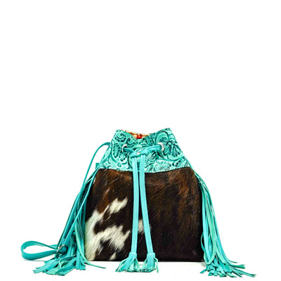 Gabby - Tricolor w/ Sea Glass Tool-Gabby-Western-Cowhide-Bags-Handmade-Products-Gifts-Dancing Cactus Designs