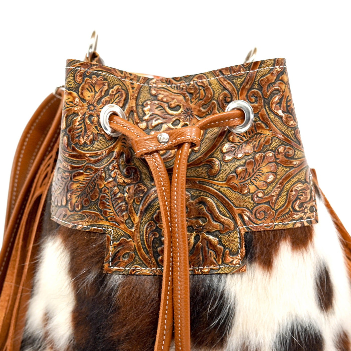 Gabby - Tricolor w/ Wyoming Tool-Gabby-Western-Cowhide-Bags-Handmade-Products-Gifts-Dancing Cactus Designs