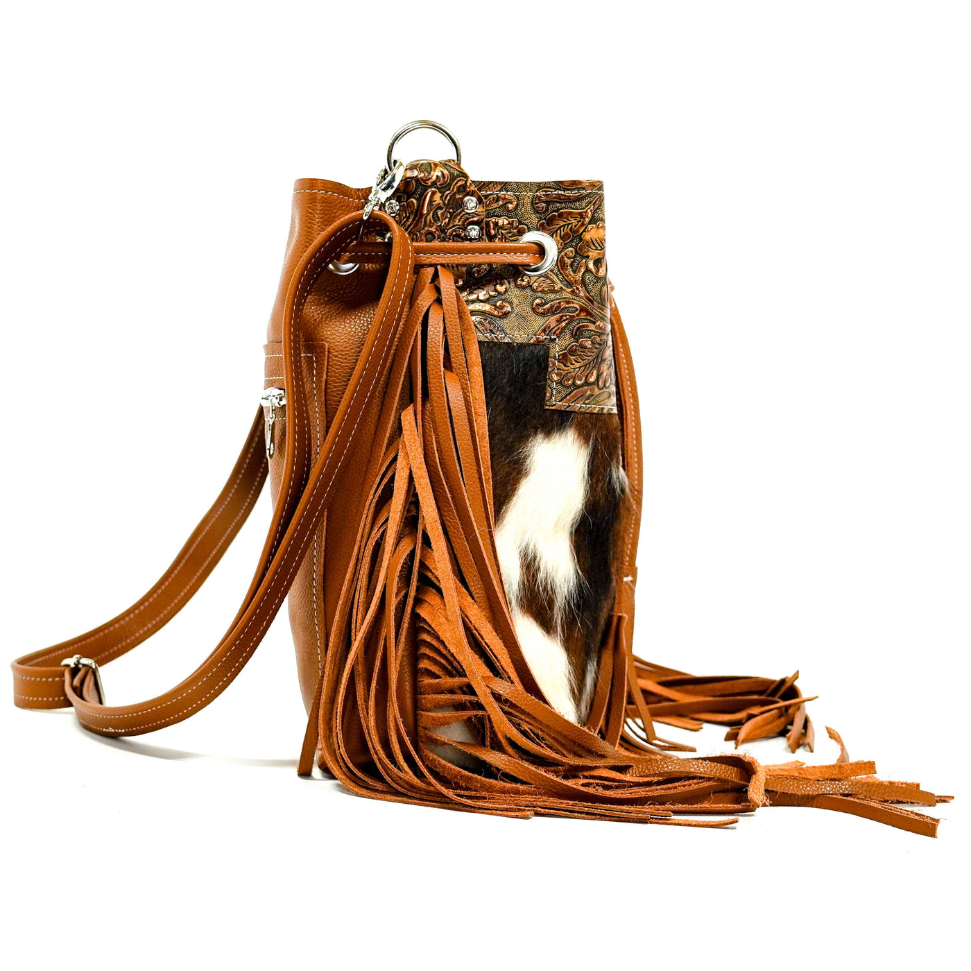 Gabby - Tricolor w/ Wyoming Tool-Gabby-Western-Cowhide-Bags-Handmade-Products-Gifts-Dancing Cactus Designs