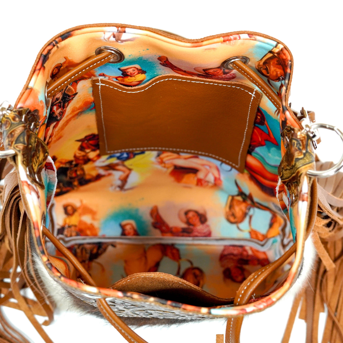 Gabby - Tricolor w/ Wyoming Tool-Gabby-Western-Cowhide-Bags-Handmade-Products-Gifts-Dancing Cactus Designs