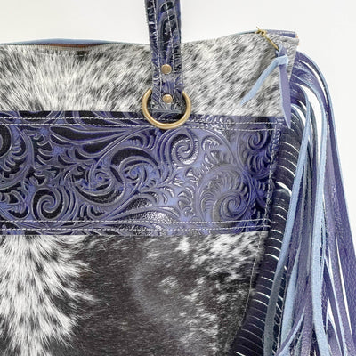 June - Black & White w/ Midnight Caracole-June-Western-Cowhide-Bags-Handmade-Products-Gifts-Dancing Cactus Designs