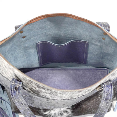June - Black & White w/ Midnight Caracole-June-Western-Cowhide-Bags-Handmade-Products-Gifts-Dancing Cactus Designs