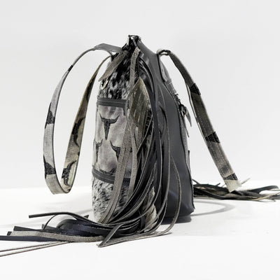 June - Black & White w/ Smoke Show Skulls-June-Western-Cowhide-Bags-Handmade-Products-Gifts-Dancing Cactus Designs