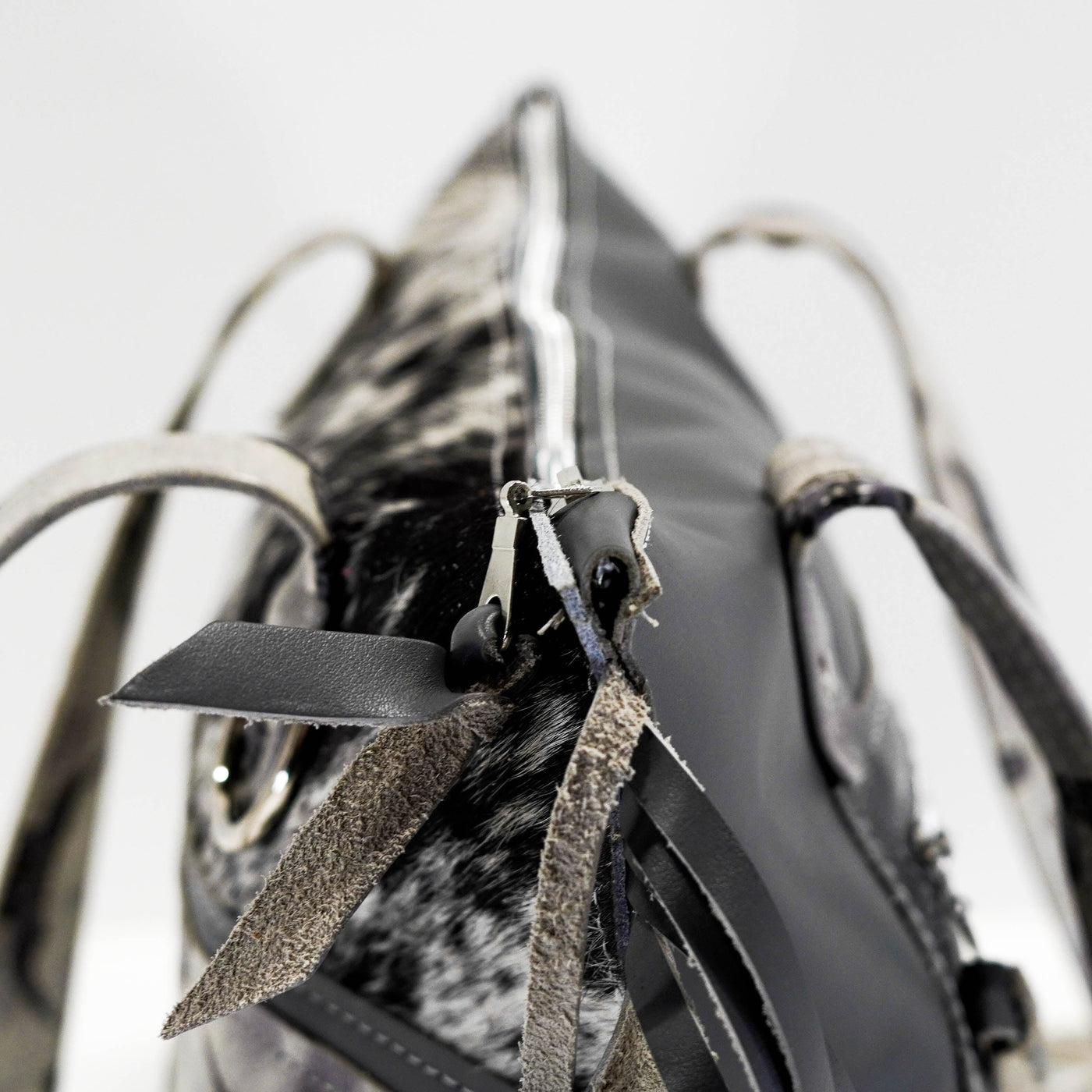 June - Black & White w/ Smoke Show Skulls-June-Western-Cowhide-Bags-Handmade-Products-Gifts-Dancing Cactus Designs