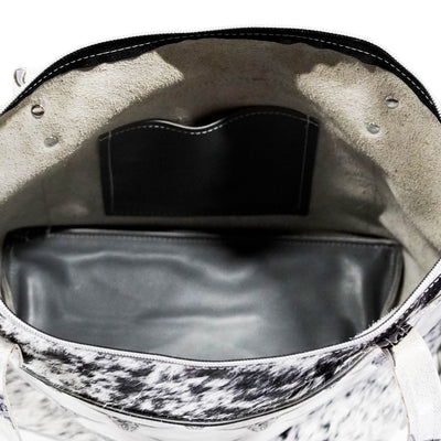 June - Black & White w/ Smoke Show Skulls-June-Western-Cowhide-Bags-Handmade-Products-Gifts-Dancing Cactus Designs
