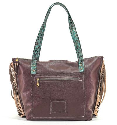 June - Brindle w/ Lagoon tool-June-Western-Cowhide-Bags-Handmade-Products-Gifts-Dancing Cactus Designs