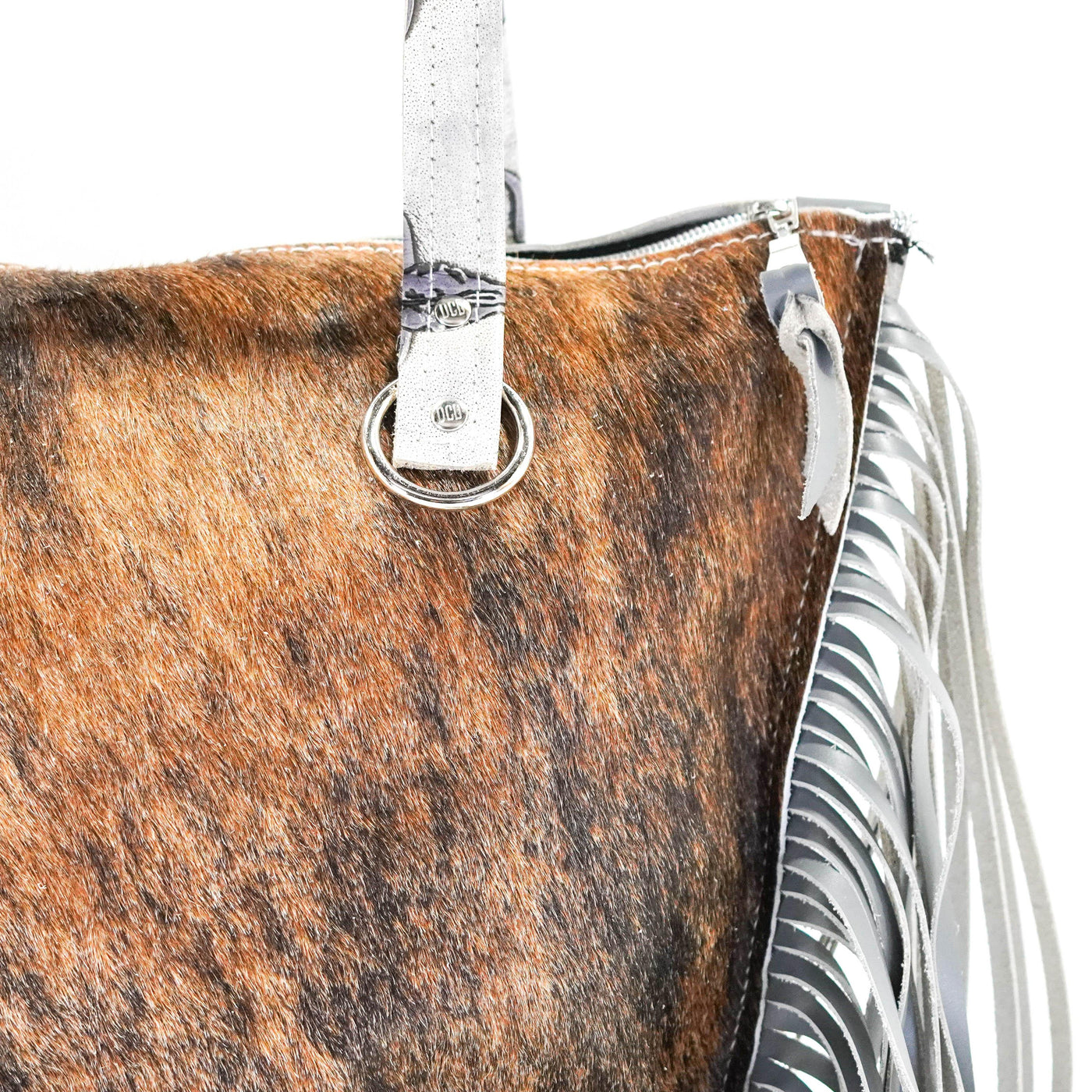 June - Brindle w/ Smoke Show Skulls-June-Western-Cowhide-Bags-Handmade-Products-Gifts-Dancing Cactus Designs