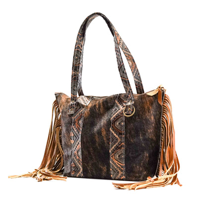 June - Dark Brindle w/ Bronzed Aztec-June-Western-Cowhide-Bags-Handmade-Products-Gifts-Dancing Cactus Designs