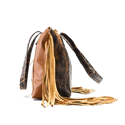 June - Dark Brindle w/ Bronzed Aztec-June-Western-Cowhide-Bags-Handmade-Products-Gifts-Dancing Cactus Designs