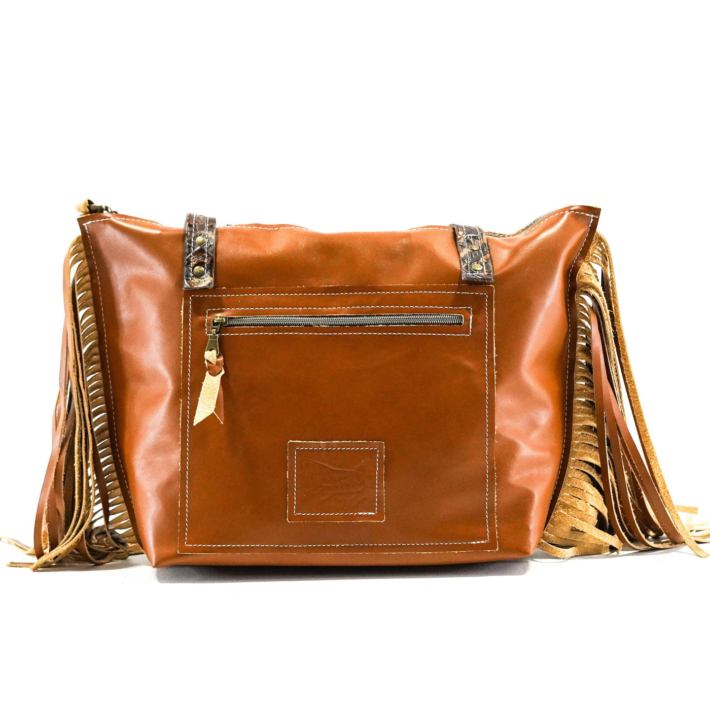 June - Dark Brindle w/ Bronzed Aztec-June-Western-Cowhide-Bags-Handmade-Products-Gifts-Dancing Cactus Designs