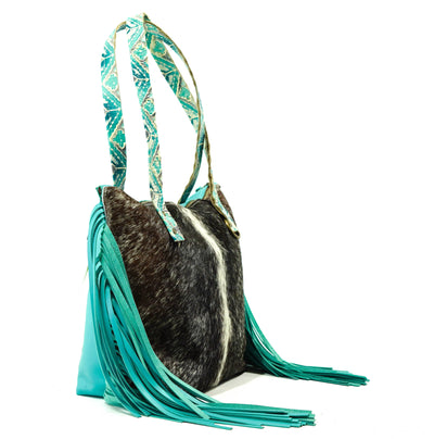 June - Dark Brindle w/ Royston Navajo-June-Western-Cowhide-Bags-Handmade-Products-Gifts-Dancing Cactus Designs