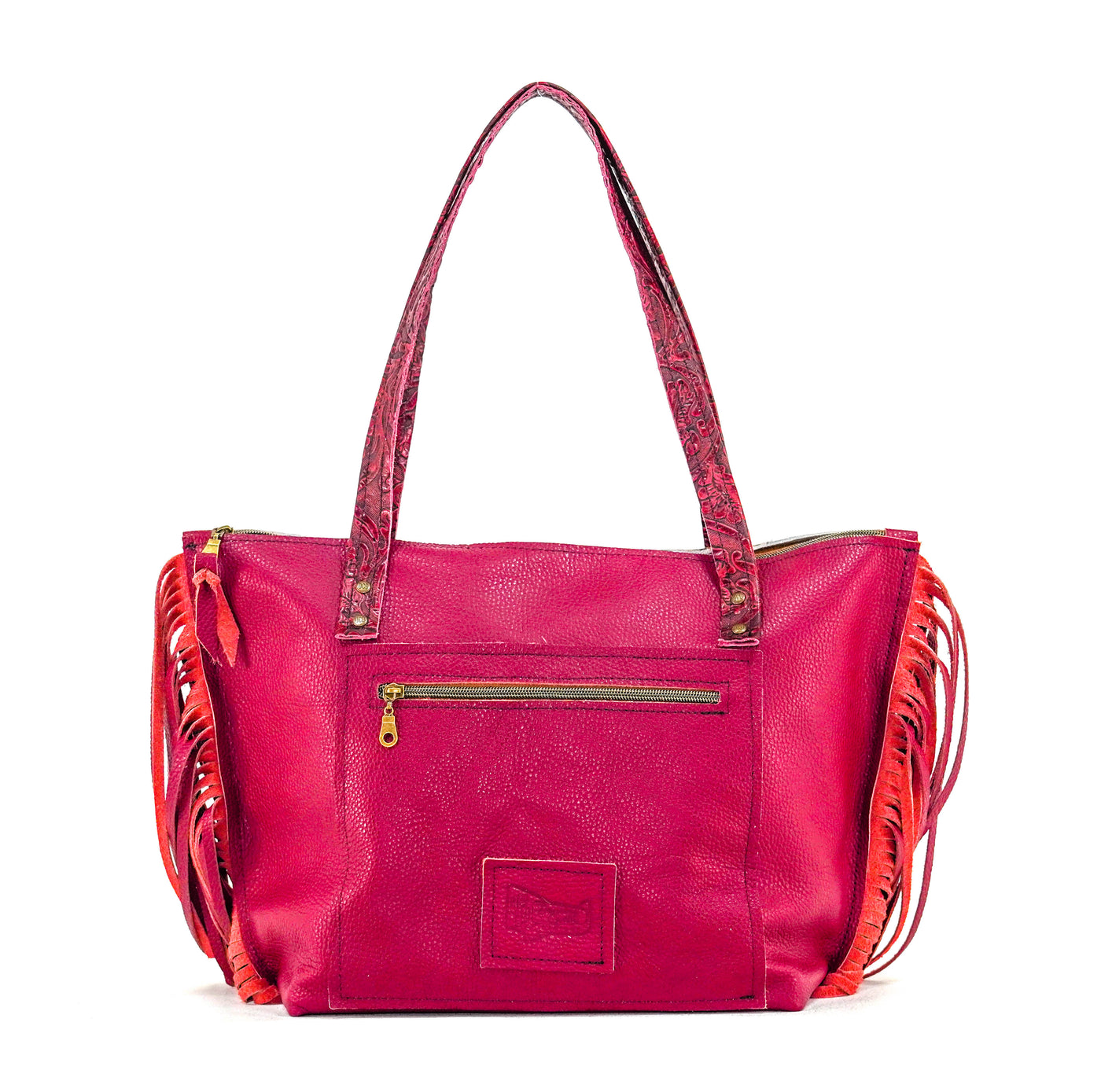 June - Leopard w/ Red Tool-June-Western-Cowhide-Bags-Handmade-Products-Gifts-Dancing Cactus Designs