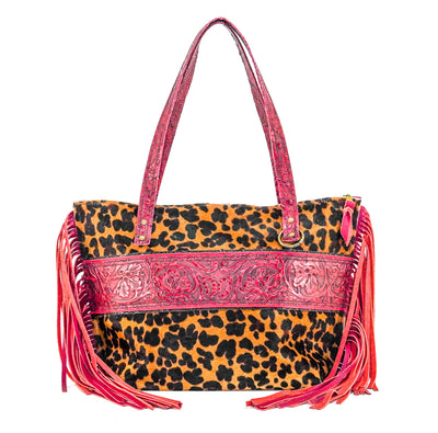June - Leopard w/ Red Tool-June-Western-Cowhide-Bags-Handmade-Products-Gifts-Dancing Cactus Designs
