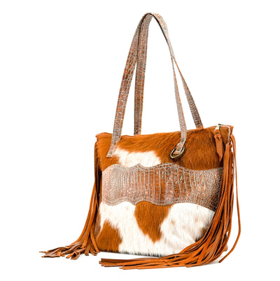 June - Longhorn w/ Brandy Croc-June-Western-Cowhide-Bags-Handmade-Products-Gifts-Dancing Cactus Designs
