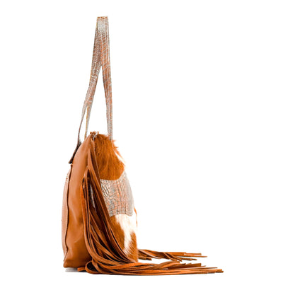 June - Longhorn w/ Brandy Croc-June-Western-Cowhide-Bags-Handmade-Products-Gifts-Dancing Cactus Designs