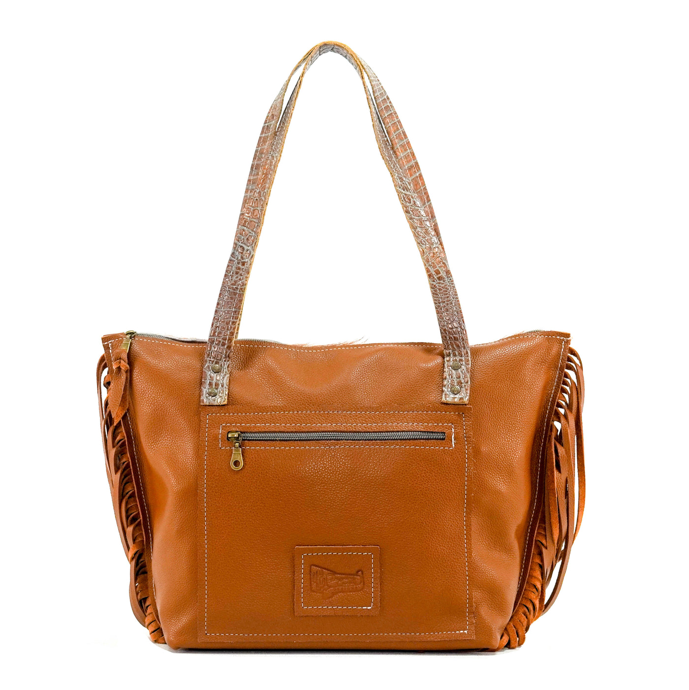 June - Longhorn w/ Brandy Croc-June-Western-Cowhide-Bags-Handmade-Products-Gifts-Dancing Cactus Designs