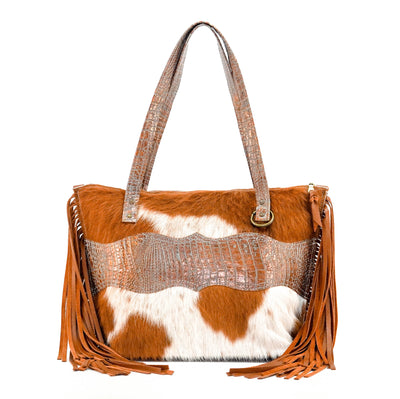 June - Longhorn w/ Brandy Croc-June-Western-Cowhide-Bags-Handmade-Products-Gifts-Dancing Cactus Designs