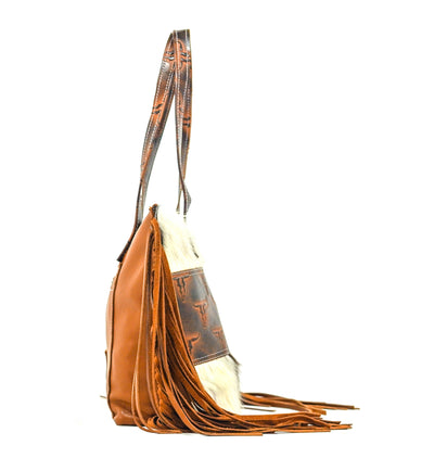 June - Tricolor w/ Burnt Skulls-June-Western-Cowhide-Bags-Handmade-Products-Gifts-Dancing Cactus Designs
