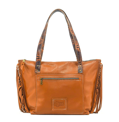 June - Tricolor w/ Burnt Skulls-June-Western-Cowhide-Bags-Handmade-Products-Gifts-Dancing Cactus Designs