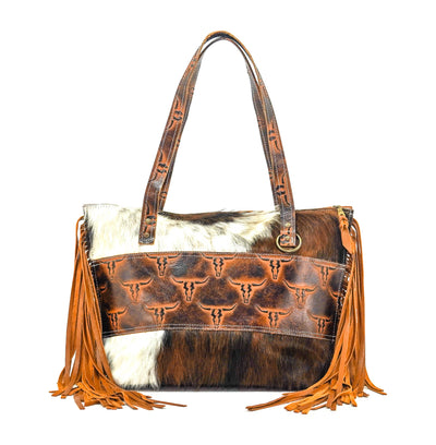 June - Tricolor w/ Burnt Skulls-June-Western-Cowhide-Bags-Handmade-Products-Gifts-Dancing Cactus Designs