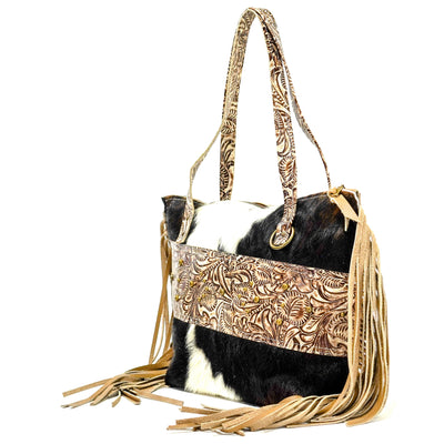 June - Tricolor w/ Ivory & Brown Dallas Tool-June-Western-Cowhide-Bags-Handmade-Products-Gifts-Dancing Cactus Designs