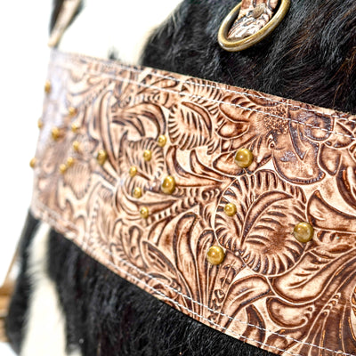 June - Tricolor w/ Ivory & Brown Dallas Tool-June-Western-Cowhide-Bags-Handmade-Products-Gifts-Dancing Cactus Designs