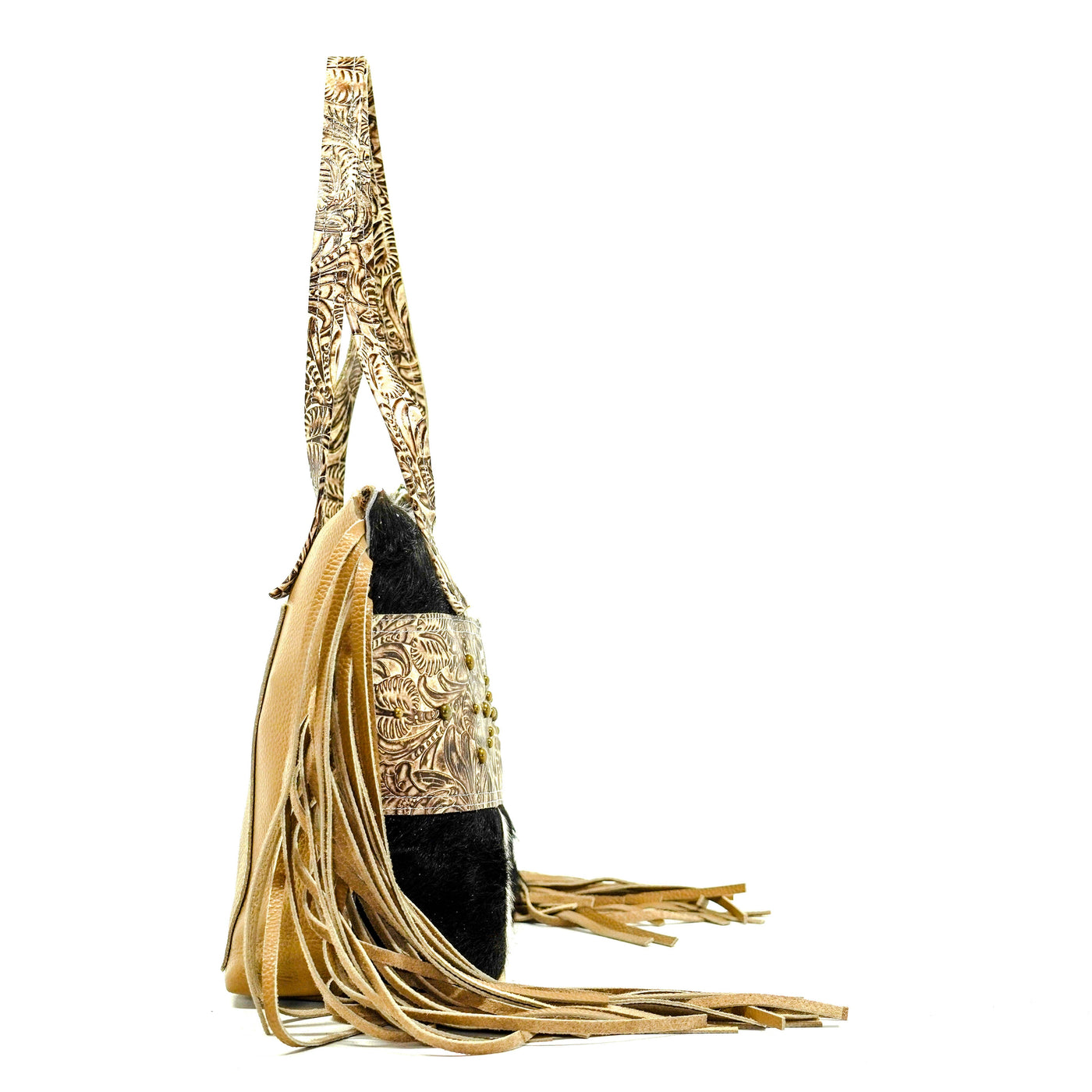 June - Tricolor w/ Ivory & Brown Dallas Tool-June-Western-Cowhide-Bags-Handmade-Products-Gifts-Dancing Cactus Designs